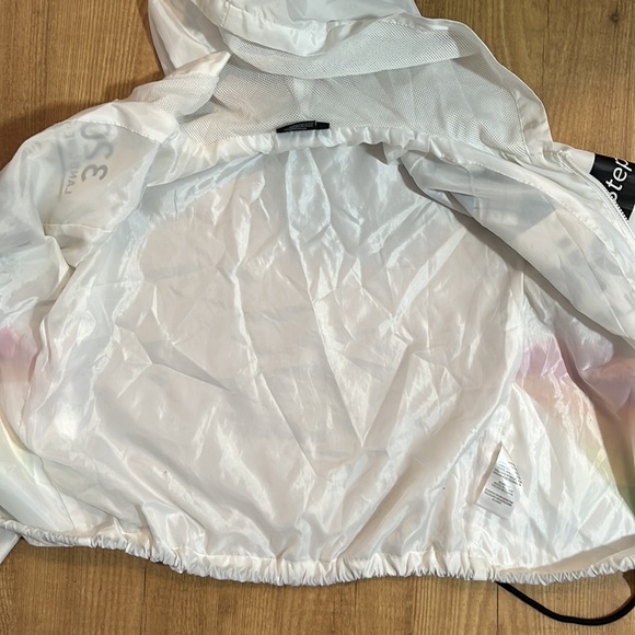 Retro 90's POLAROID Windbreaker White Rainbow Zip Up Jacket Unisex Adult Small - Picture 3 of 8